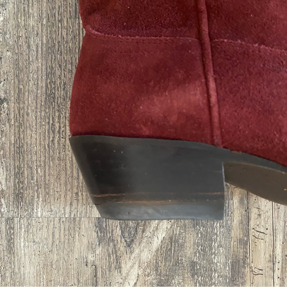 Tecovas Paige Burgundy Suede Booties - Rare Pull-On Edition - Size 5.5B - Picture 5 of 16